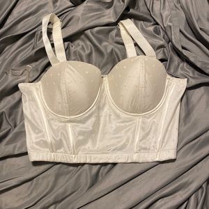 White polka dot zipper crop top